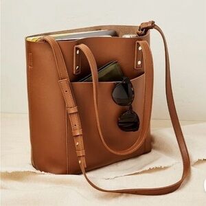 Henny + Lev Vegan Leather Everyday 2 in 1 Tote Bag in Cognac